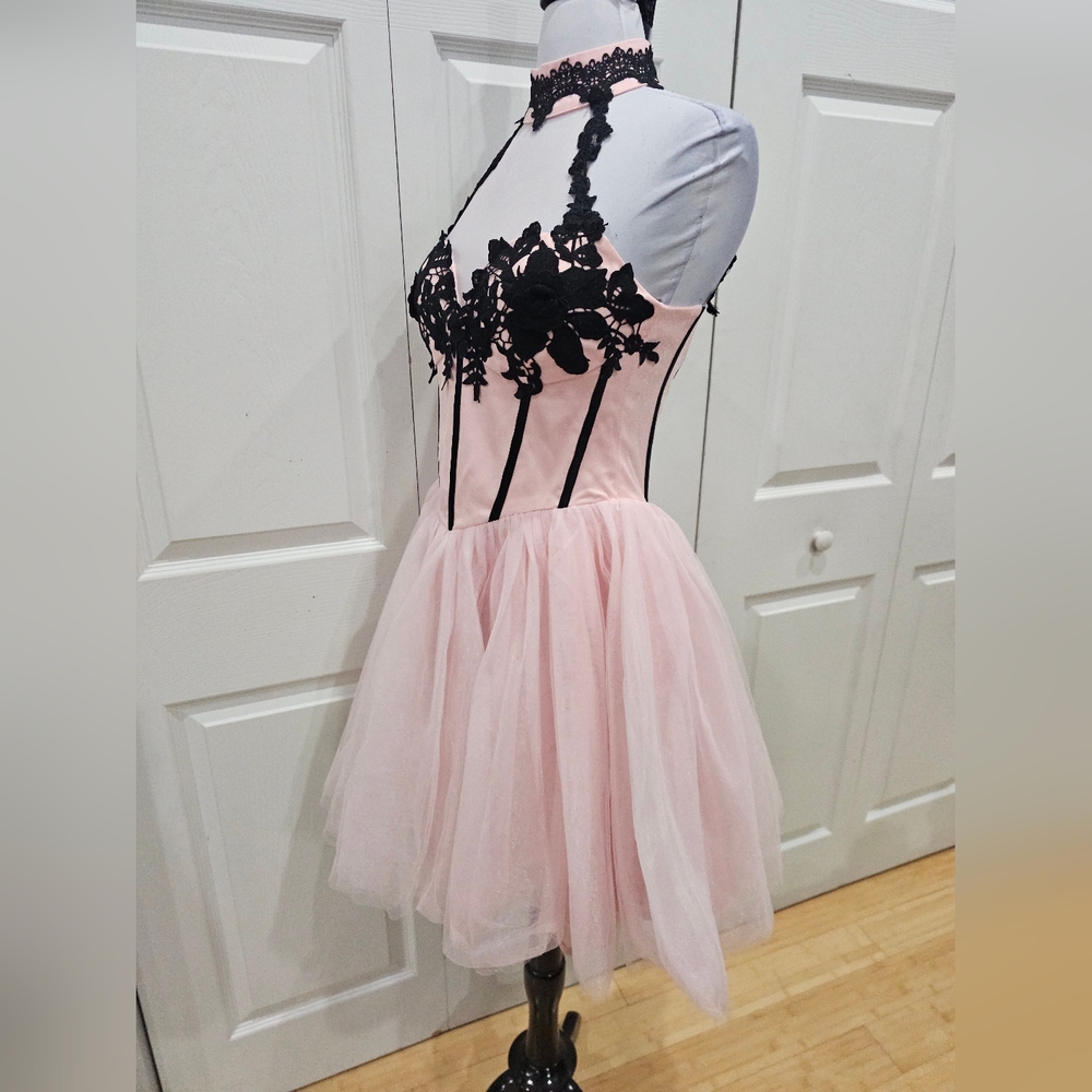 Dolls Kill Unholy Pastel Goth Pink Black Lace The Night Of Corset Tutu Dress S - Picture 6 of 12